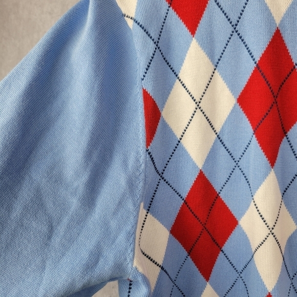 Brooks Brothers Sweater L Men Blue Red Argyle 1/4 Zip Cotton Mint Supima Cotton - Picture 6 of 11